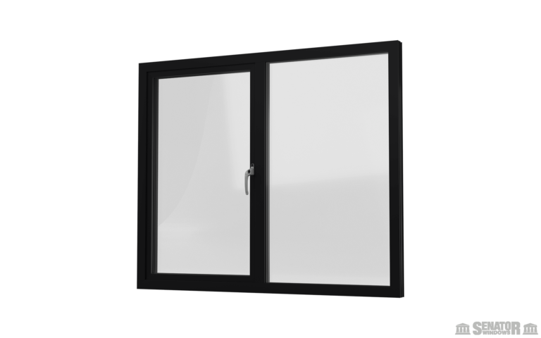 INTERNAL VIEW OF ALUMINIUM CASEMENT WINDOW (COLOUR – JET BLACK RAL 9005)